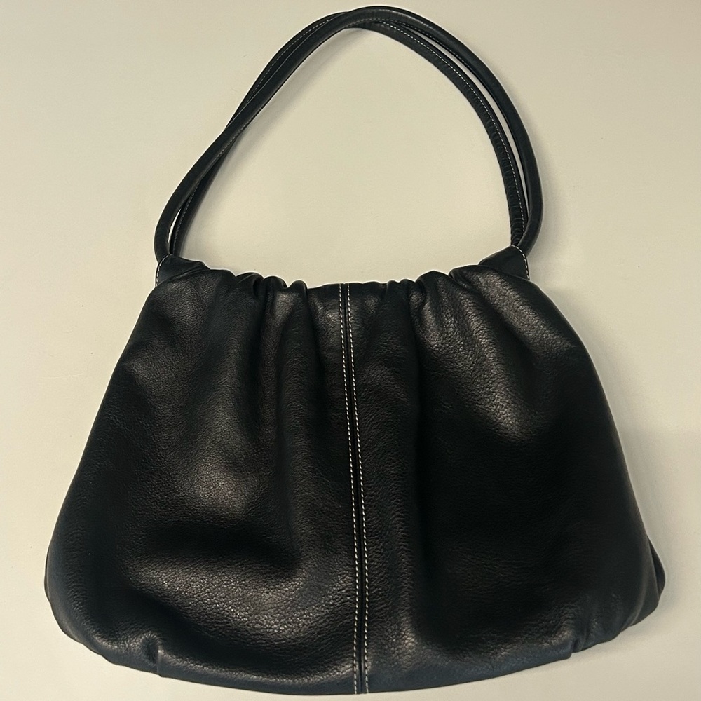 EUC Vintage Fossil Black Pebbled  Leather  Shoulder Bag Style #75082 Hobo Style